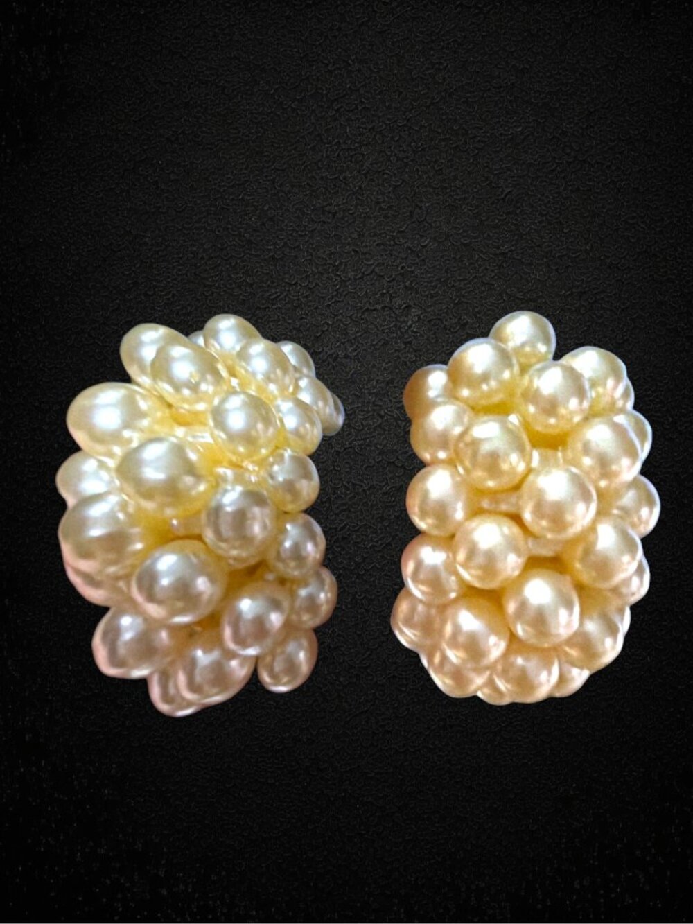 Vintage Pearl Cluster Clip On Earrings Faux Pearl Bridal Wedding Guest Statement